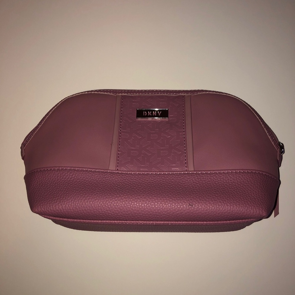 DKNY Pink Cosmetic Bag with Dome Shape and Quilted Design